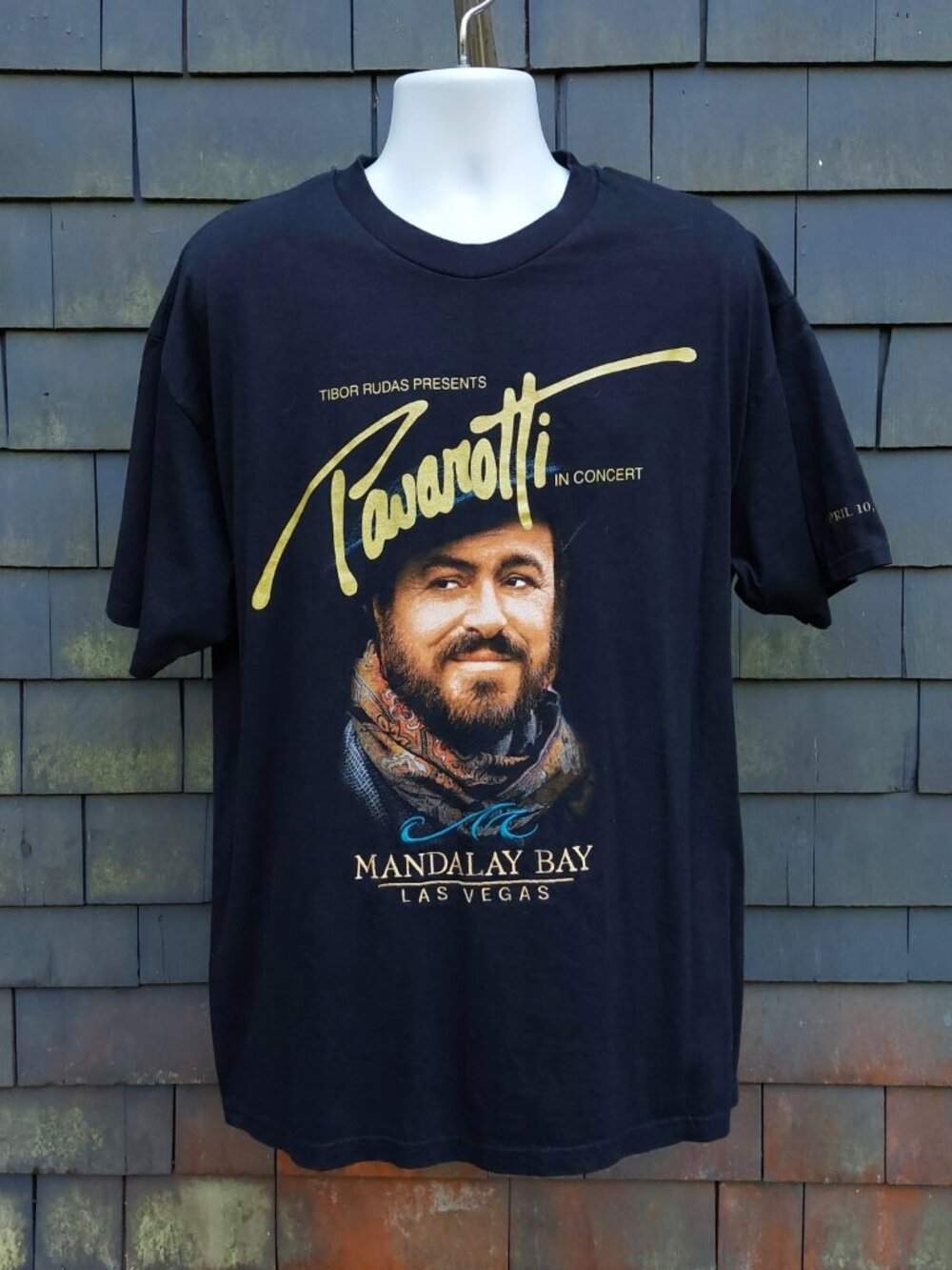 Vintage 90s Pavarotti Opera T-Shirt XL, Mandalay Bay Concert, Black, RARE